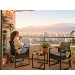 GENERICO - Juego De Terraza Símil Ratán Balcón Y Jardín 3 Piezas