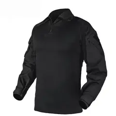 GENERICO - Polera Tactica Combat Hombre Manga Larga Militar Negro