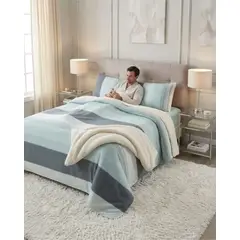 GENERICO - Juego De Cubrecama Sherpa Calidez Superior Con Sabanas King