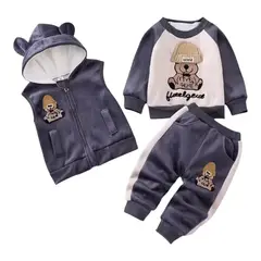 TOPBABY - Conjunto De Poliéster Tres Piezas Para Bebés Diseño Color Gris