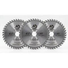 GENERICO - Pack X3 Disco Corte Sierra 40 Dientes Para Madera 4,5 Pulg