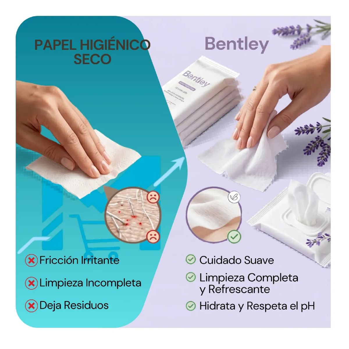 BENTLEY - Pack 6 Toallitas Humedas Intimas Bentley Wipes 120und Total