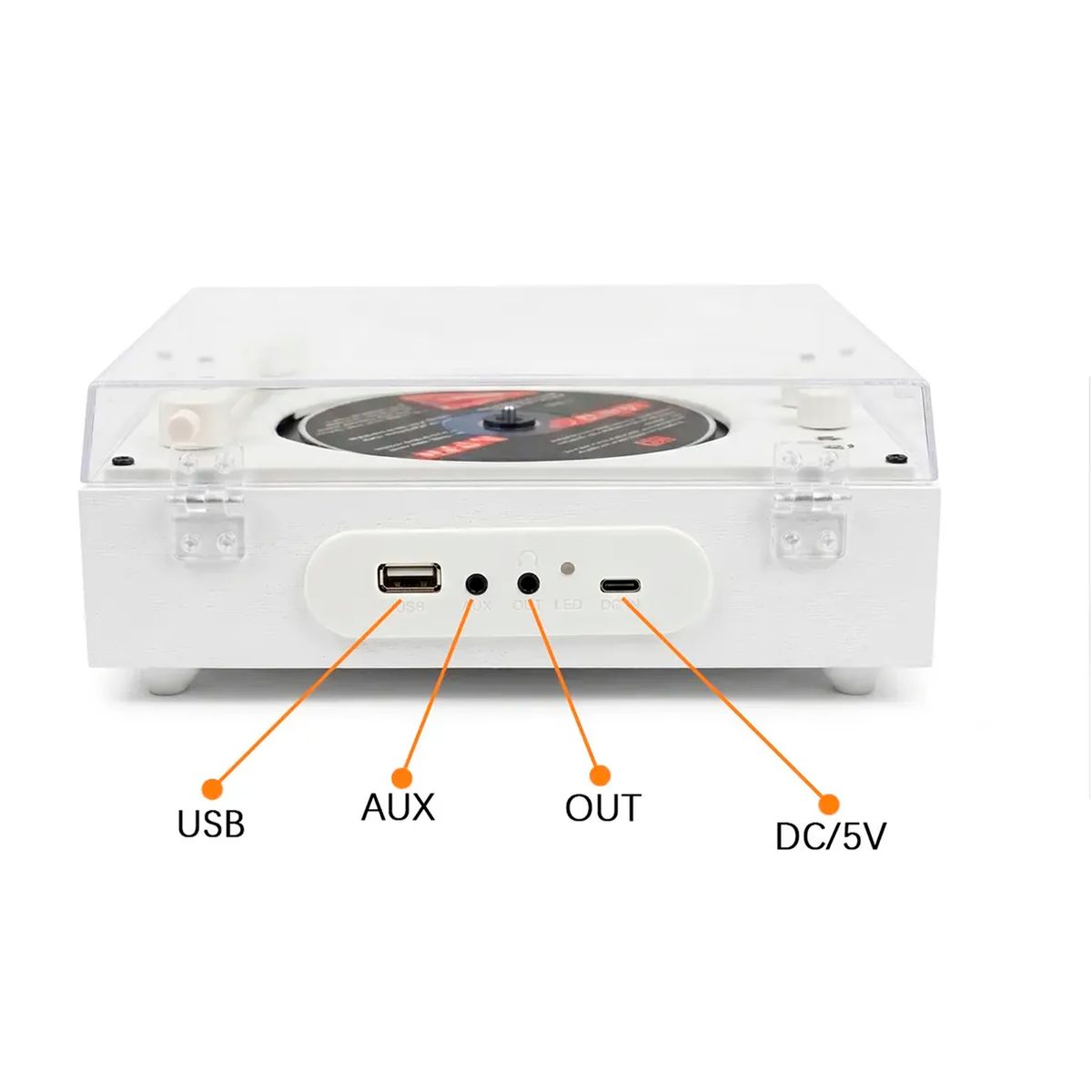 ESHOPANGIE - Reproductor De Disco Bluetooth Usb Portátil Retro
