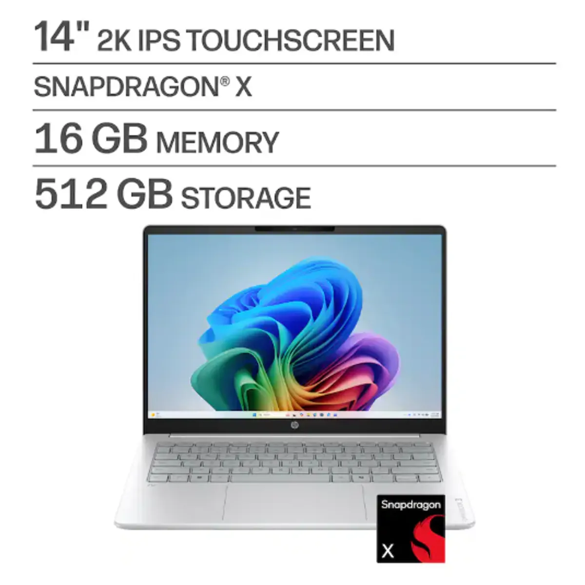 HP - Notebook HP OmniBook 3 14" Touch Snapdragon X 16GB 512GB SSD Windows 11 Copilot+ PC