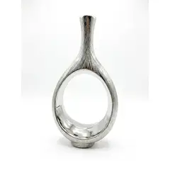 GENERICO - Florero Jarron Ceramica Plateado Moderno con Estilo Elegante