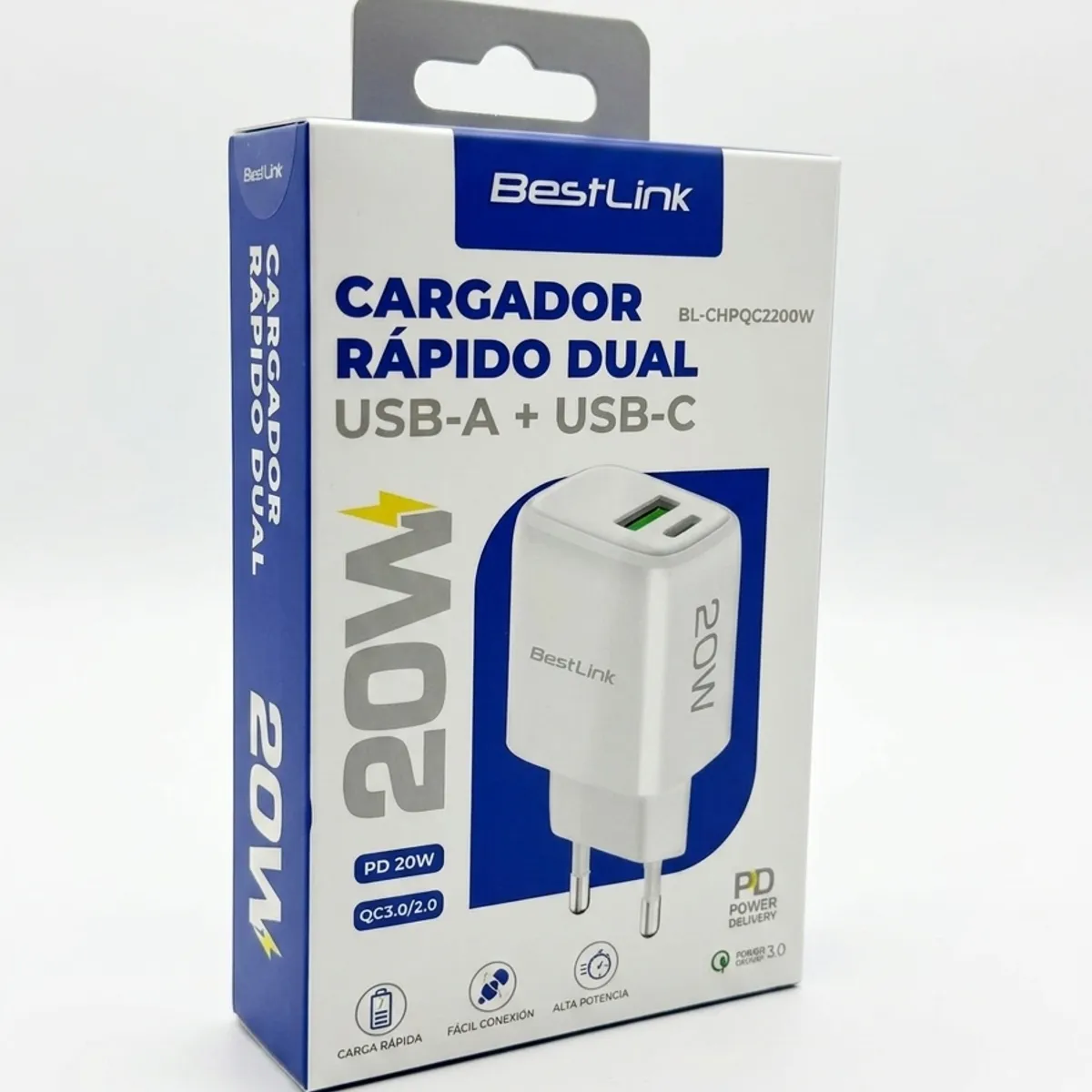 BESTLINK - Cargador Carga Rápida 20W Dual USB-A + USB-C BestLink