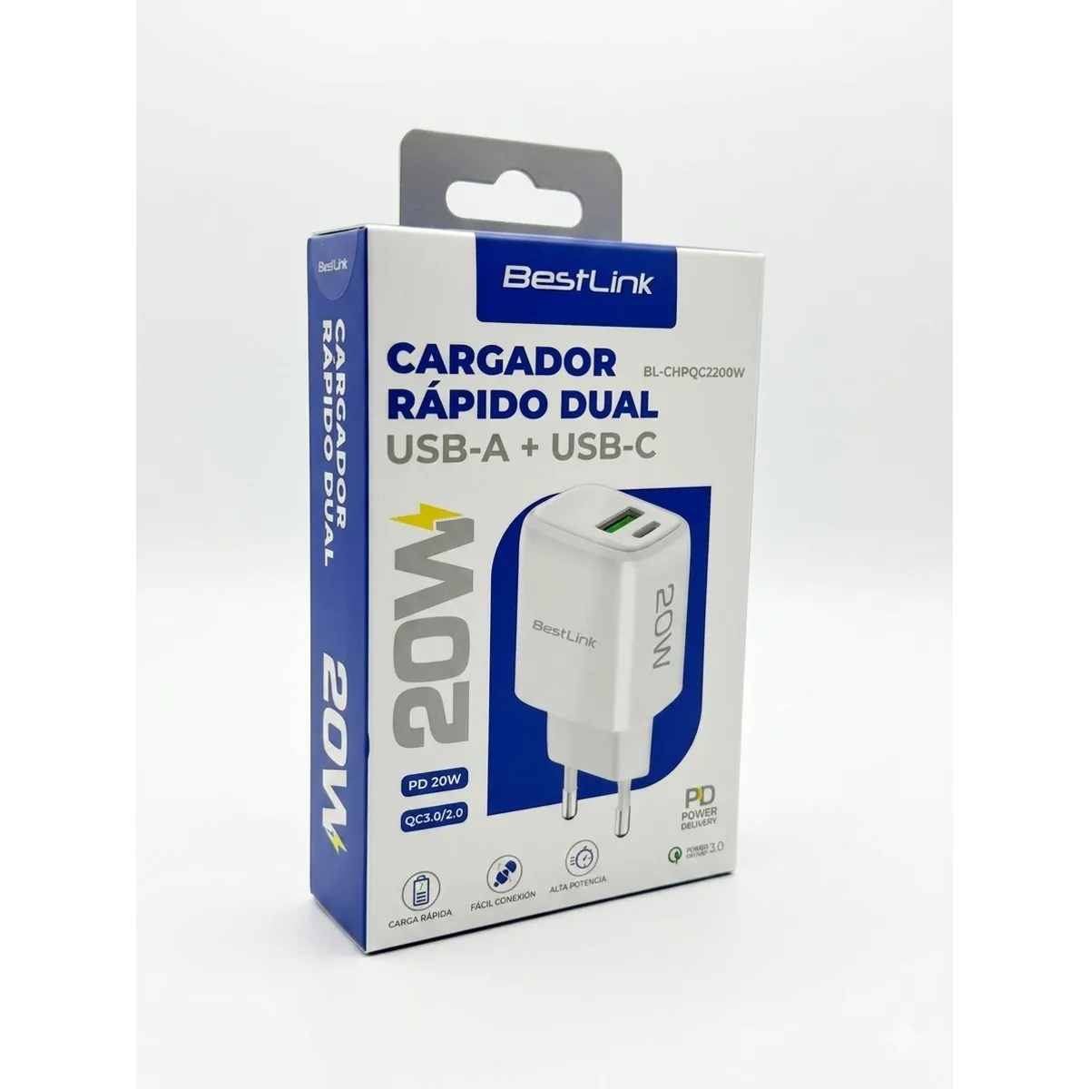 BESTLINK - Cargador Carga Rápida 20W Dual USB-A + USB-C BestLink