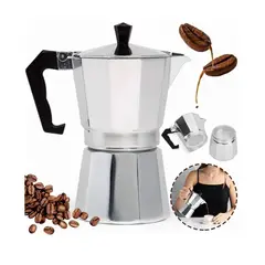 GENERICO - Cafetera Inoxidable 6 Tazas Greca Italiana