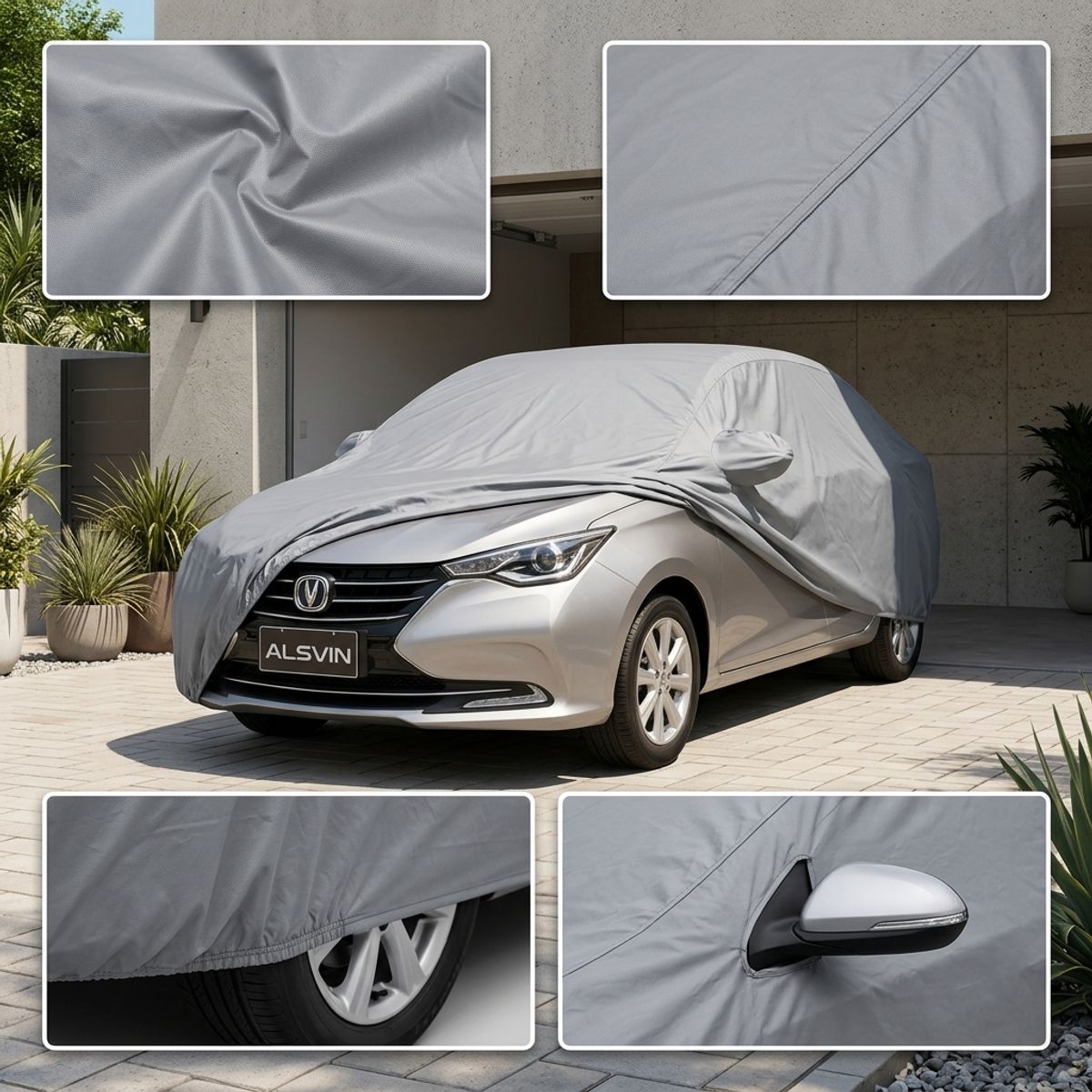ARMONIA - Cubre Auto Protectora Gris Plomo para Alsvin Funda Exterior