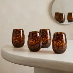 SANTU HOME & DECO - Set Decorativa de 4 Vasos de Vidrio Carey
