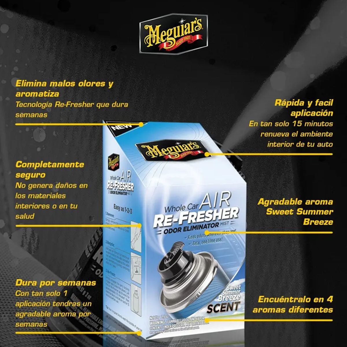 MEGUIARS - Meguiars Air Refresher, Eliminador Olor Summer Breeze G16602