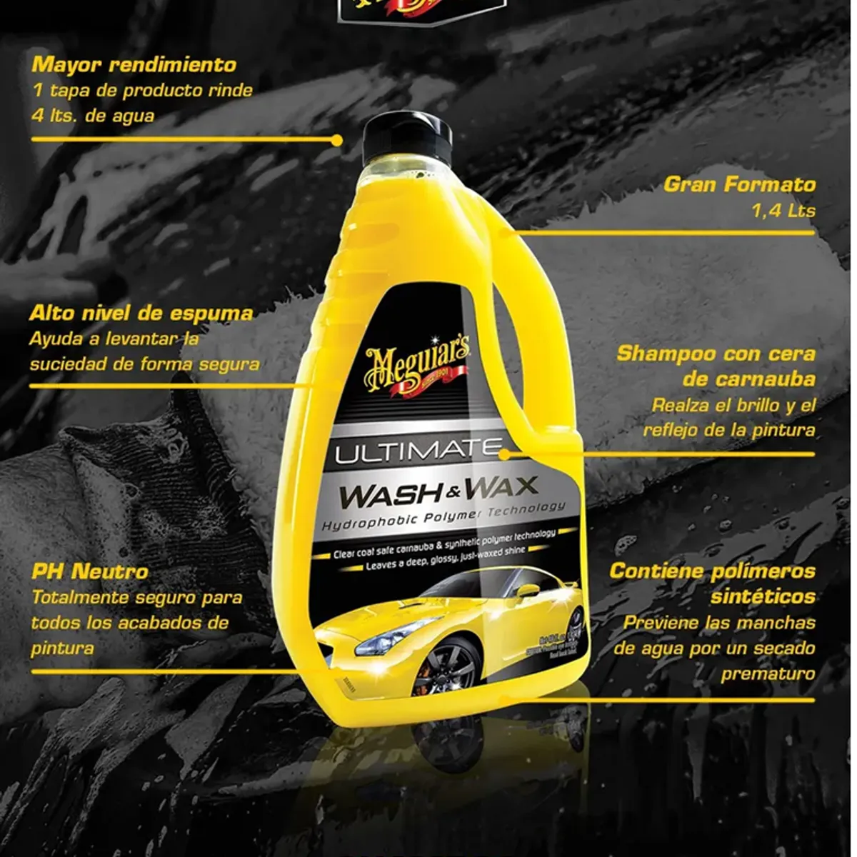 MEGUIARS - Shampoo Para Autos Meguiars Ultimate Wash & Wax 1.4L