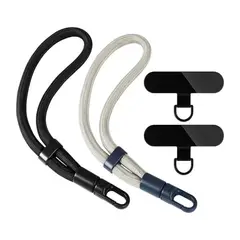 GENERICO - Pack 2 Correas Teléfono Negro Gris Cuello Muñeca Pestañas BELUG