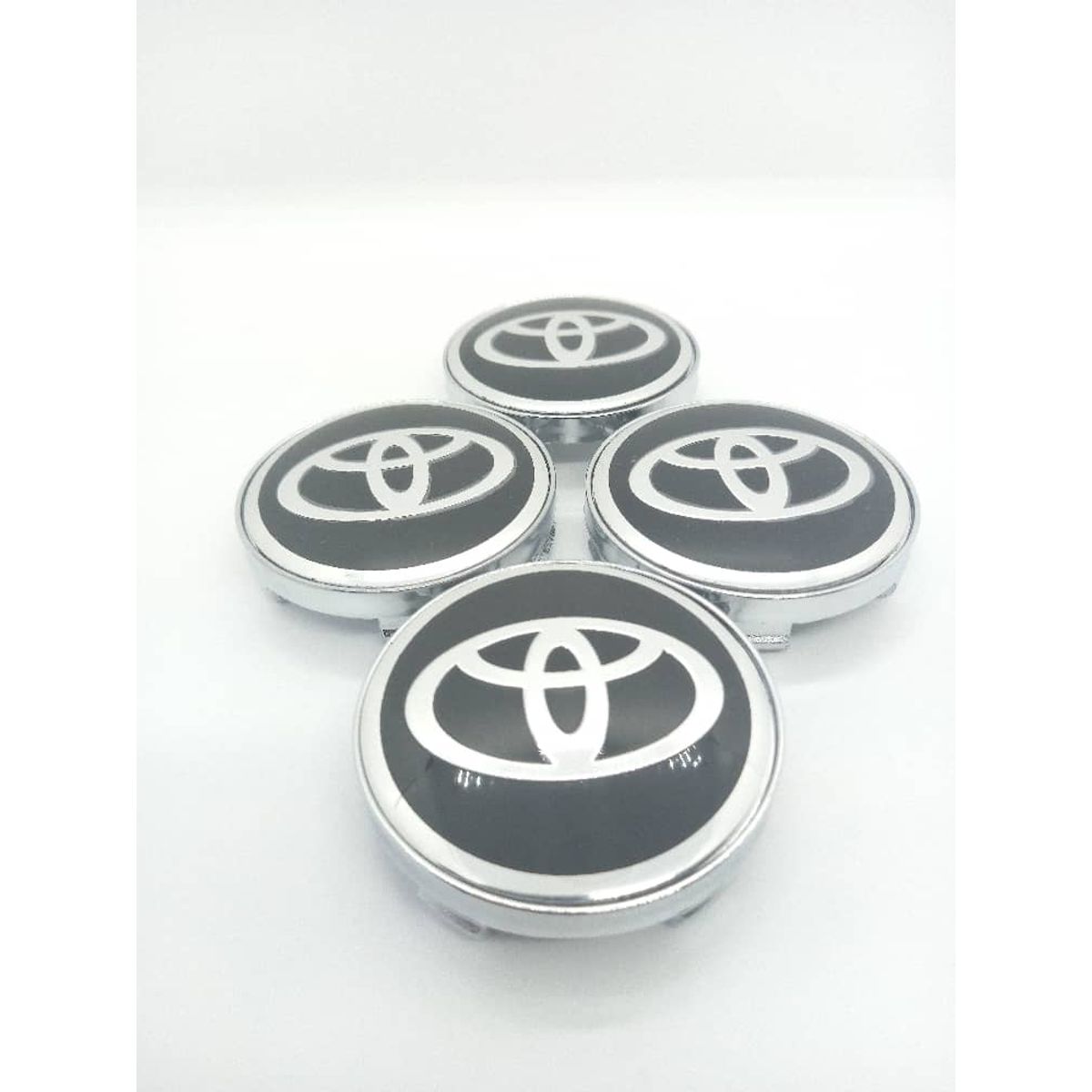 GENERICO - Set X4 Tapas centro de Llantas de autos 56mm universal TOYOTA BORDE PLATA