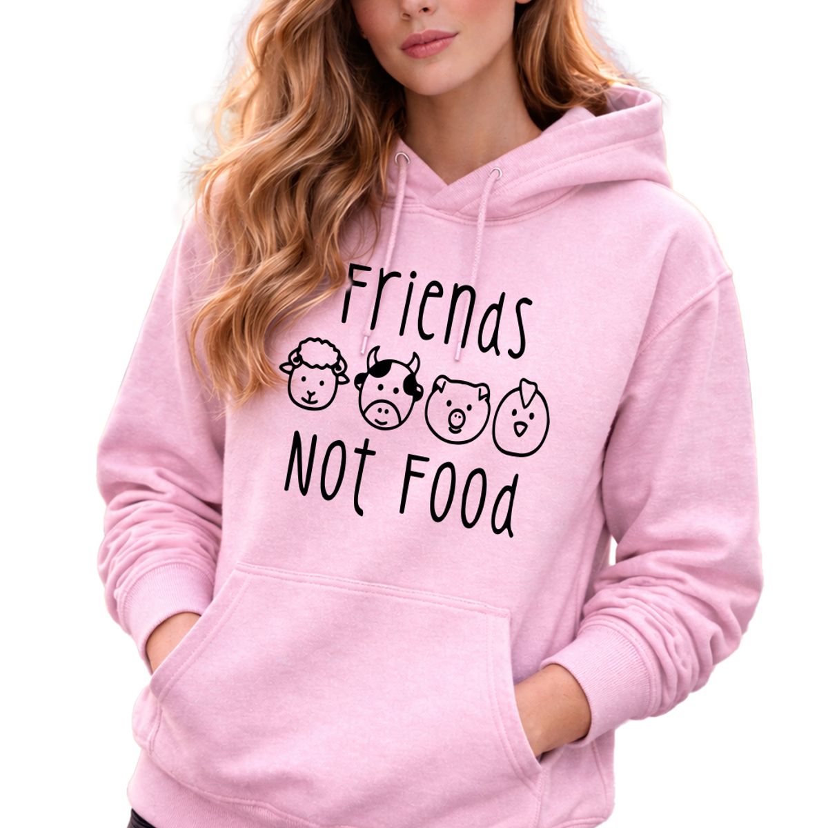 MARITEX - Polerón Friends Not Food Vegano Amigos No Comida Mujer