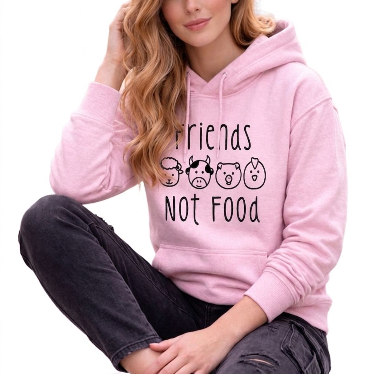 MARITEX - Polerón Friends Not Food Vegano Amigos No Comida Mujer