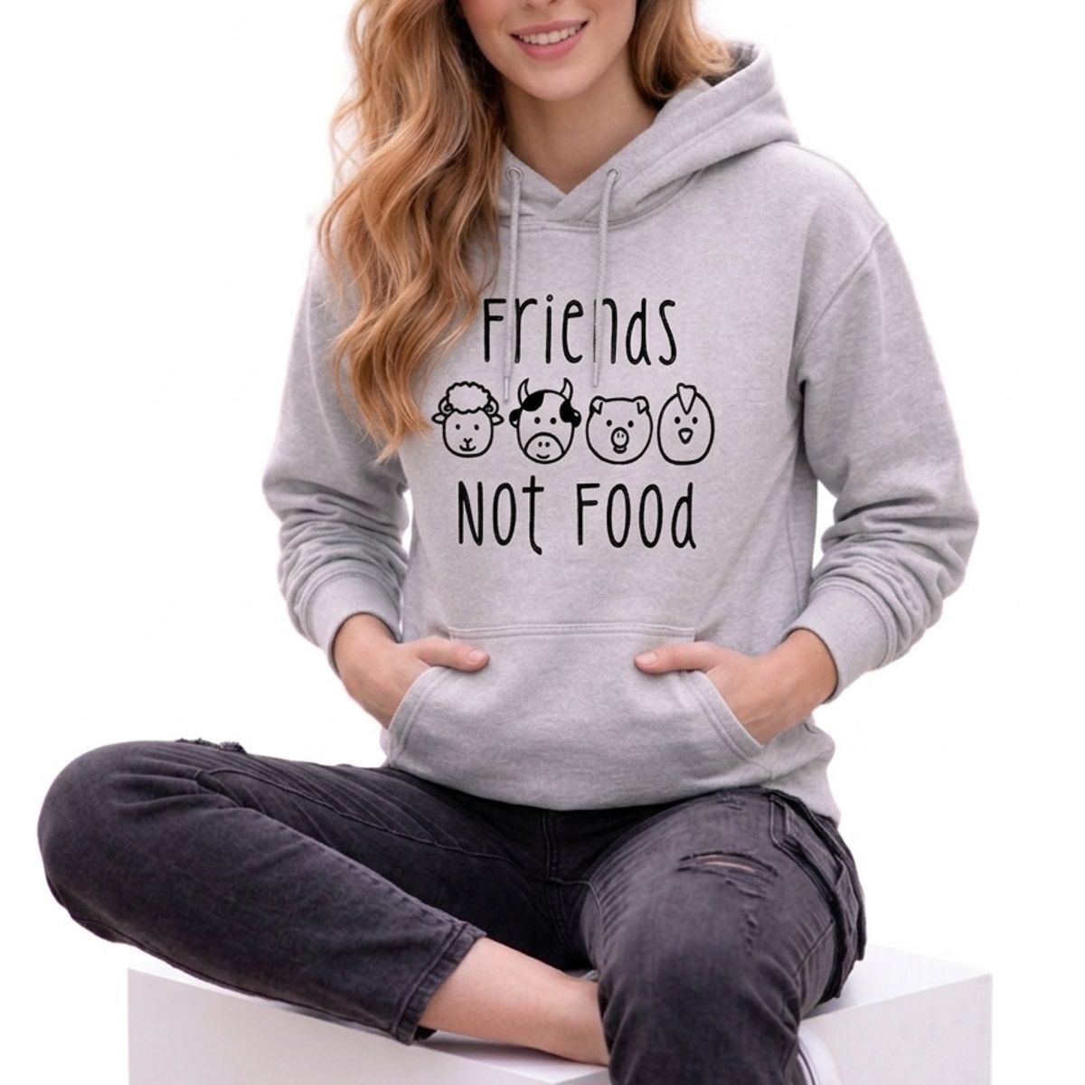 MARITEX - Polerón Friends Not Food Vegano Amigos No Comida Mujer