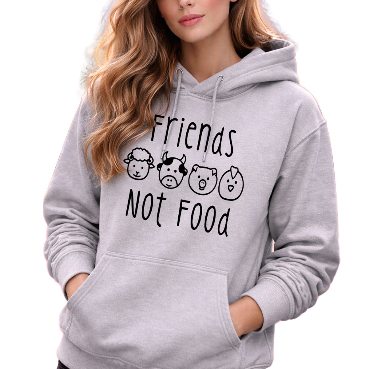 MARITEX - Polerón Friends Not Food Vegano Amigos No Comida Mujer