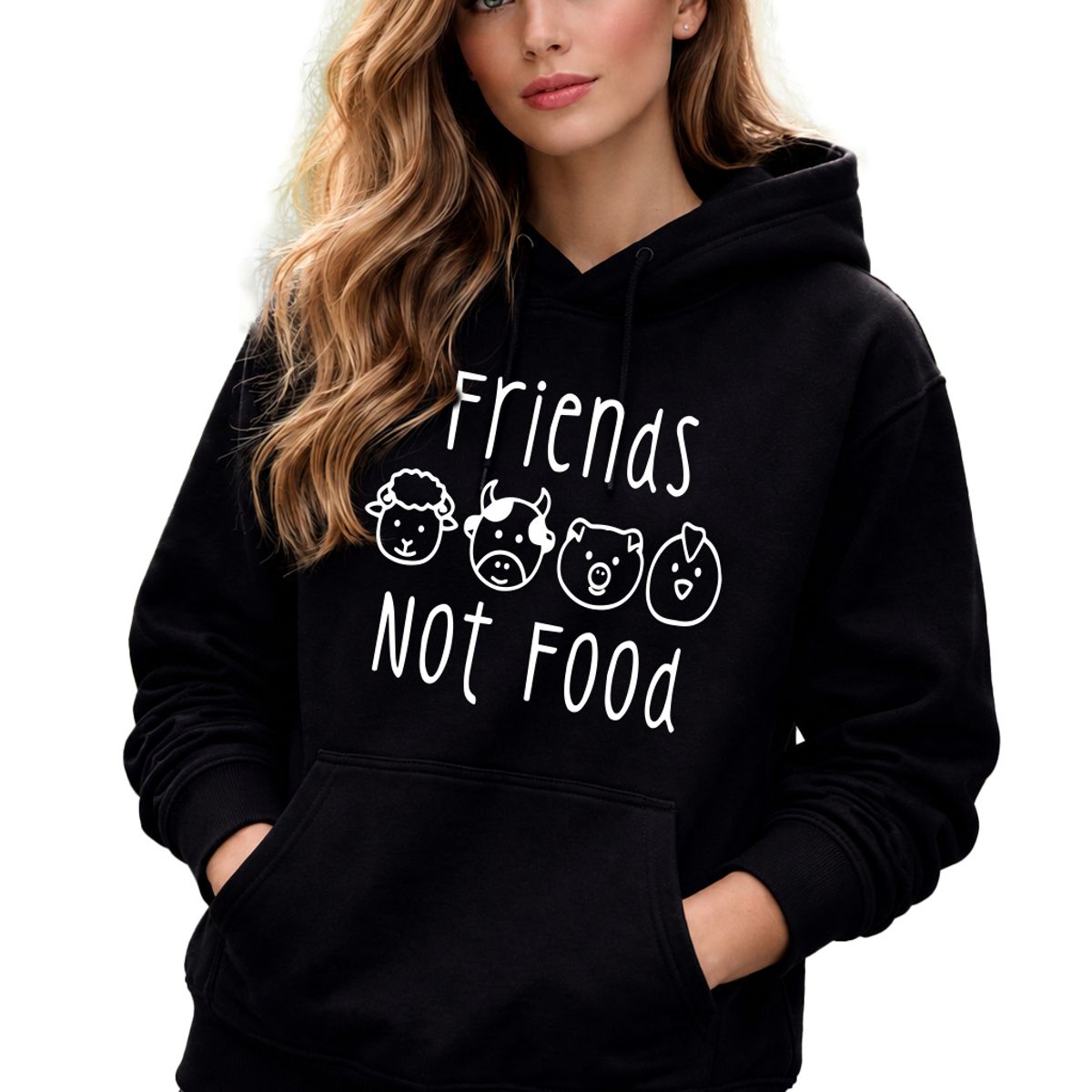 MARITEX - Polerón Friends Not Food Vegano Amigos No Comida Mujer
