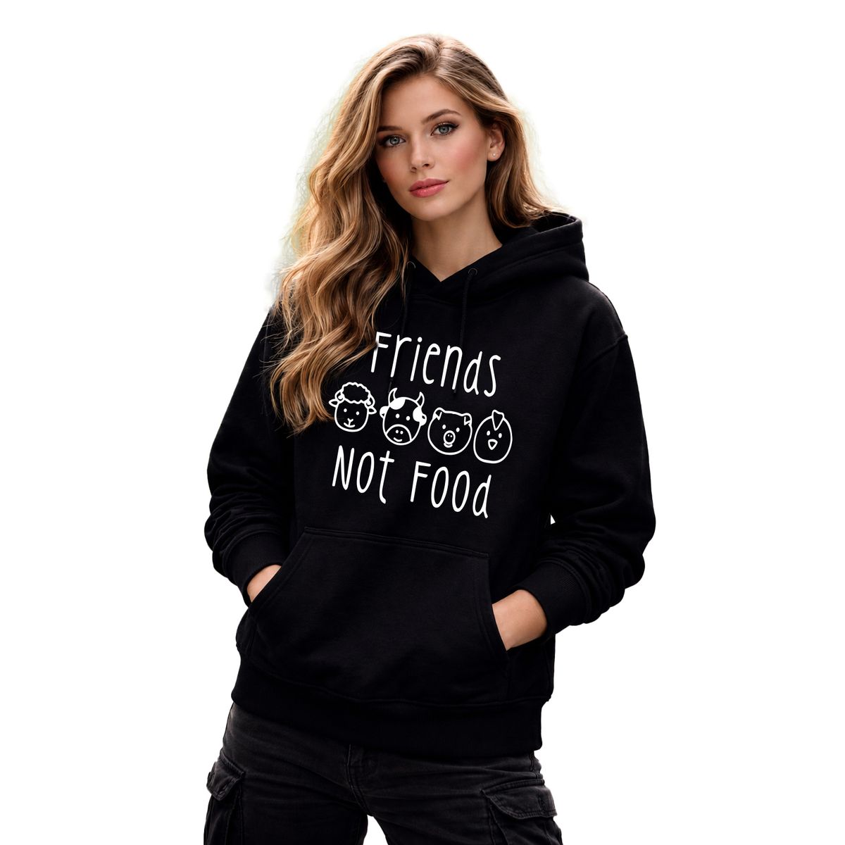 MARITEX - Polerón Friends Not Food Vegano Amigos No Comida Mujer
