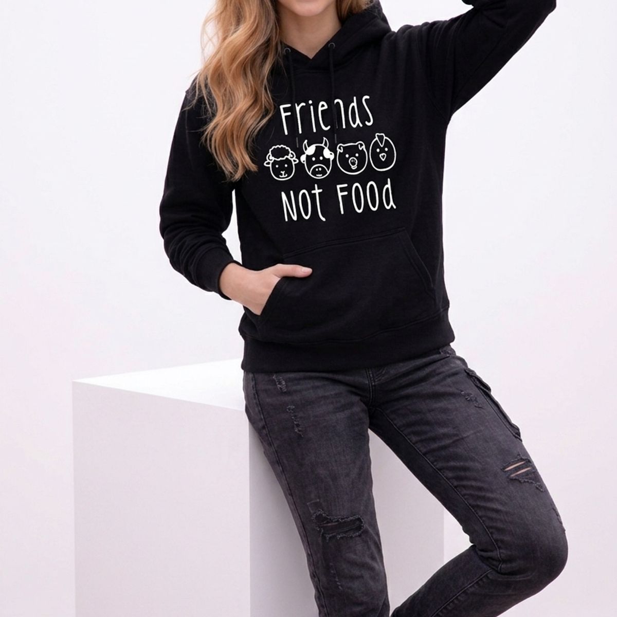 MARITEX - Polerón Friends Not Food Vegano Amigos No Comida Mujer