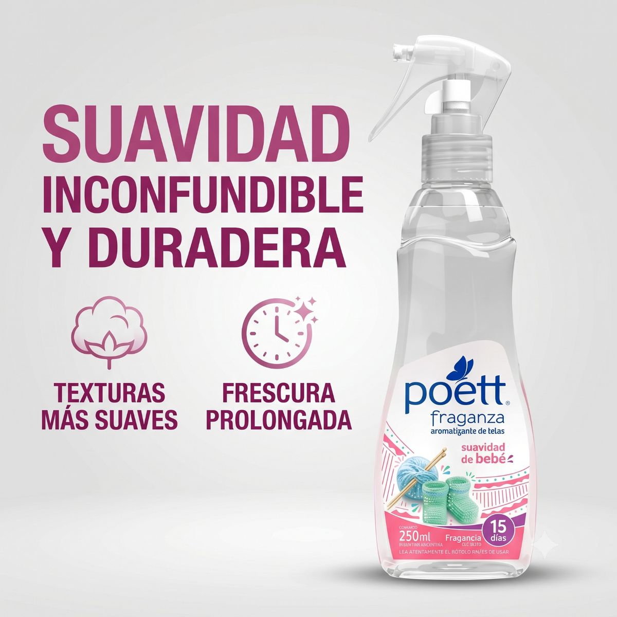POETT - Aromatizante Telas Poett Suavidad Bebe 250ml