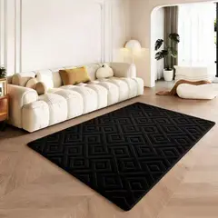 GENERICO - Alfombra Jacquard Con Relieve Texturizado 150x200 Living Color Negro