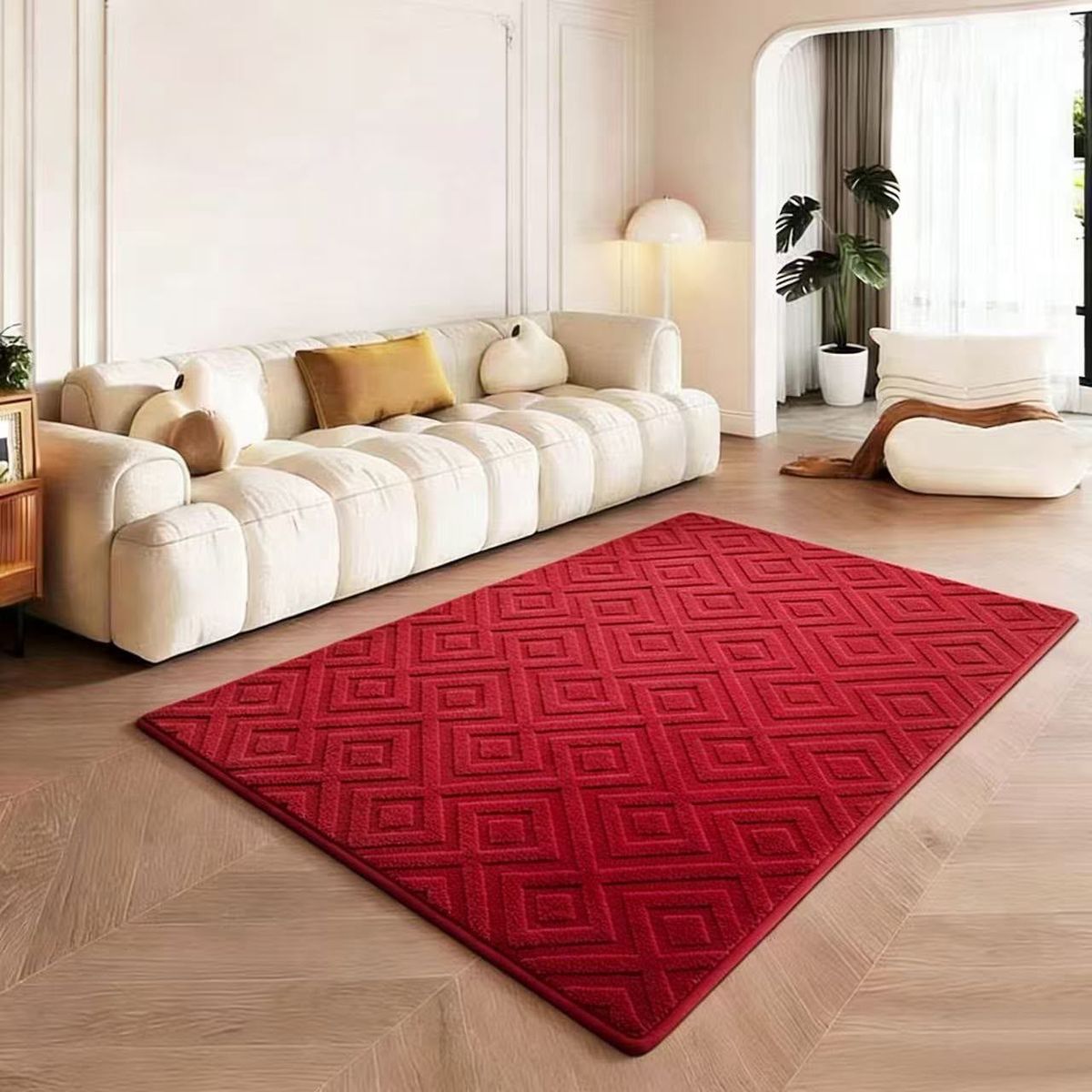 GENERICO - Alfombra Jacquard Con Relieve Texturizado 150x200 Living Color Gris Burdeo