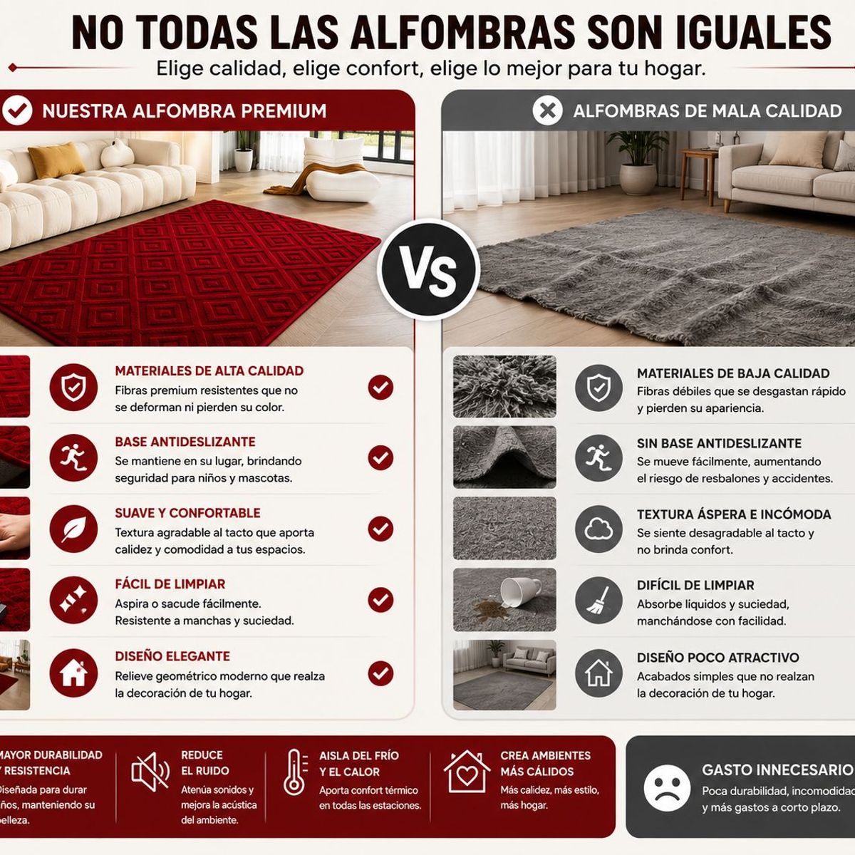 GENERICO - Alfombra Jacquard Con Relieve Texturizado 150x200 Living Color Gris Burdeo