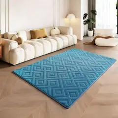 GENERICO - Alfombra Jacquard Con Relieve Texturizado 150x200 Living Color Gris Turquesa