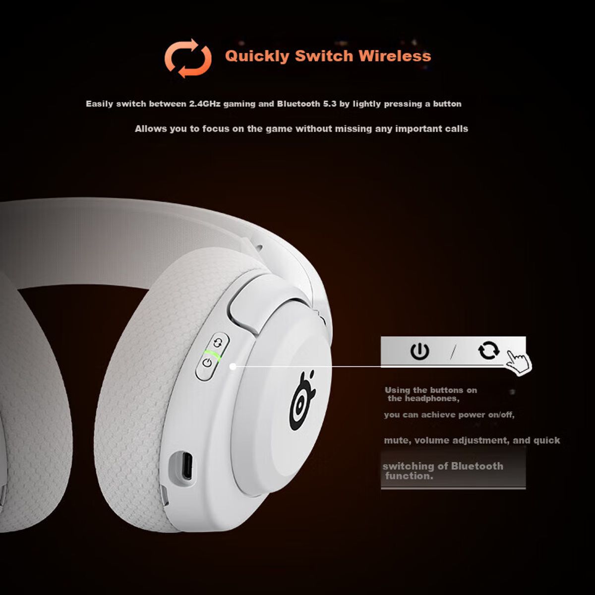 STEEL SERIES - Audífonos Gamer Hanbing Nova5P Blanco, Inalámbricos 2.4G Bluetooth, Micrófono con Cancelación de Ruido, PS5