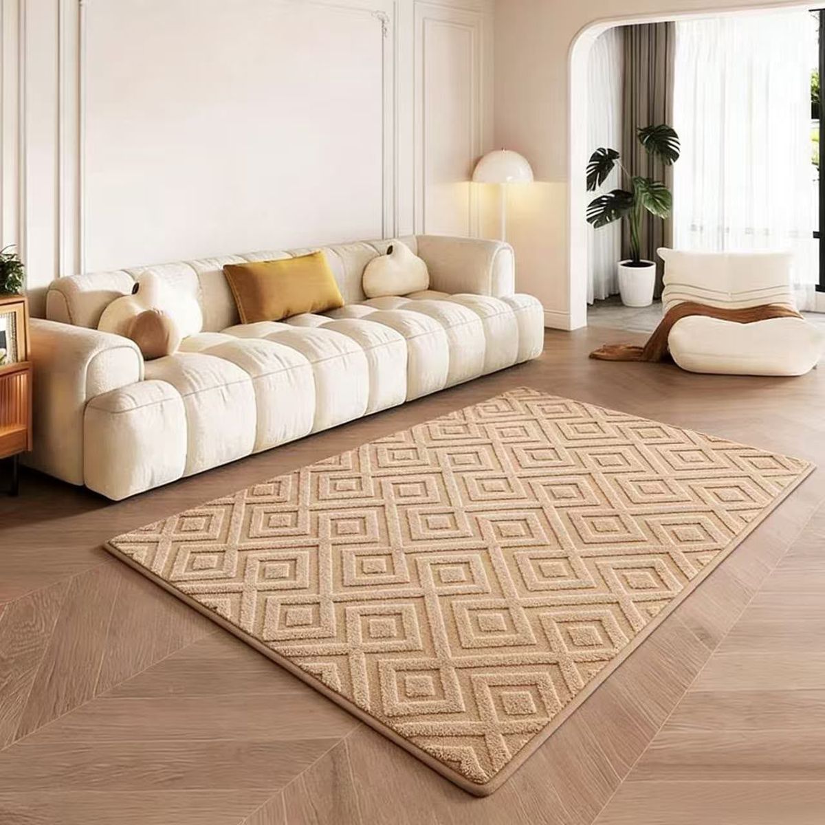 GENERICO - Alfombra Jacquard Con Relieve Texturizado 150x200 Living Color Beige