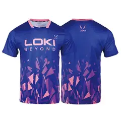 LOKI - Polera Deportiva R3 Blue Pink Secado Rápido, Máxima Comodidad y Estilo Profesional para Tenis de Mesa