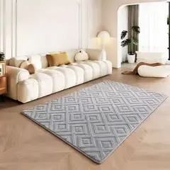 GENERICO - Alfombra Jacquard Con Relieve Texturizado 150x200 Living Color Gris Claro