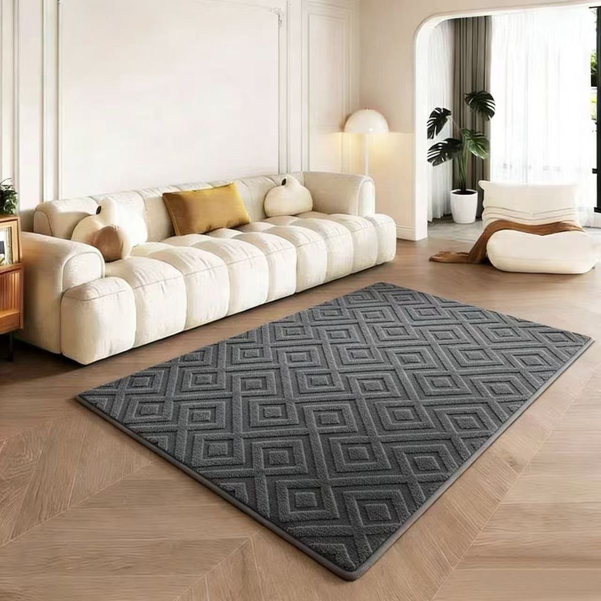 GENERICO - Alfombra Jacquard Con Relieve Texturizado 150x200 Living Color Gris Grafito