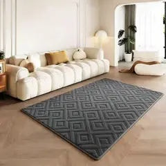 GENERICO - Alfombra Jacquard Con Relieve Texturizado 150x200 Living Color Gris Grafito