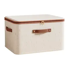 VATYERTY - Caja De Almacenamiento Plegable De Lino Grande Con Doble Cremallera 25 L