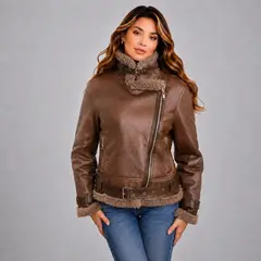 DOBLE V - Chaqueta Aviadora Agamuzada con Chiporro Mujer