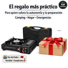 MOVI - Cocinilla Portátil a Gas con Estuche Encendido Cerámico Camping y Emergencias