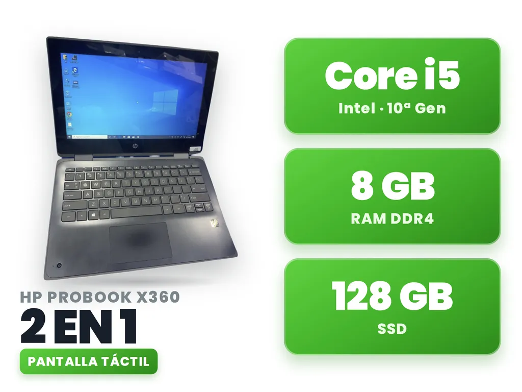 Notebook Reacondicionado Probook X360 G6 2 en 1 Touch Core i5 10ma Gen 8Gb Ram 128Gb Ssd Grado B