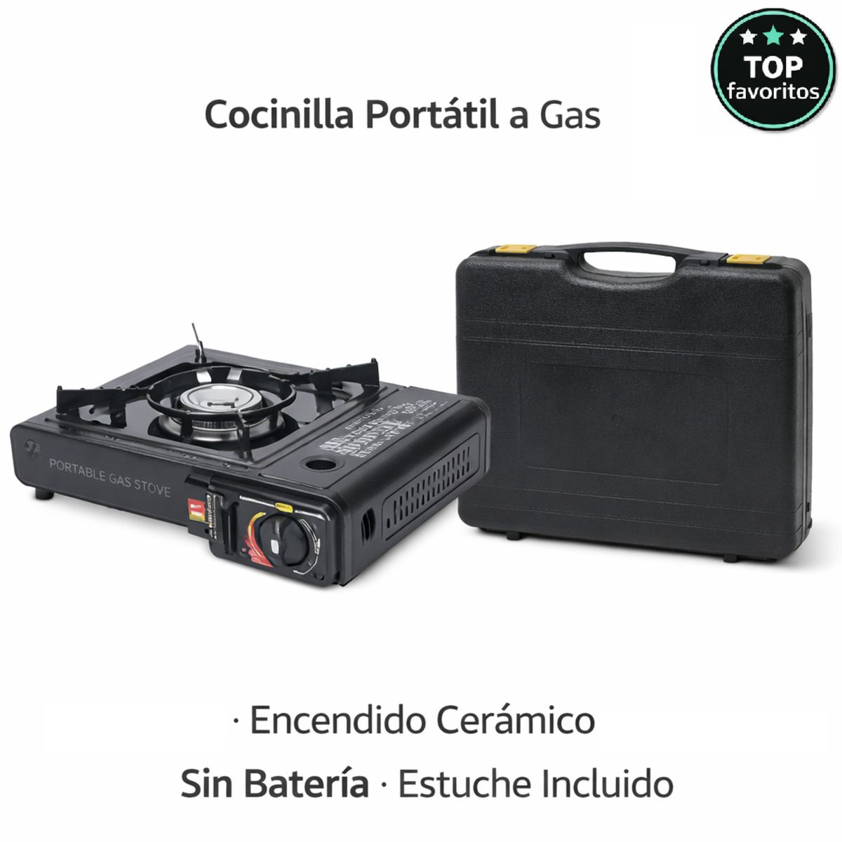 MOVI - Cocinilla Portátil a Gas con Estuche  Encendido Cerámico  Camping y Emergencias