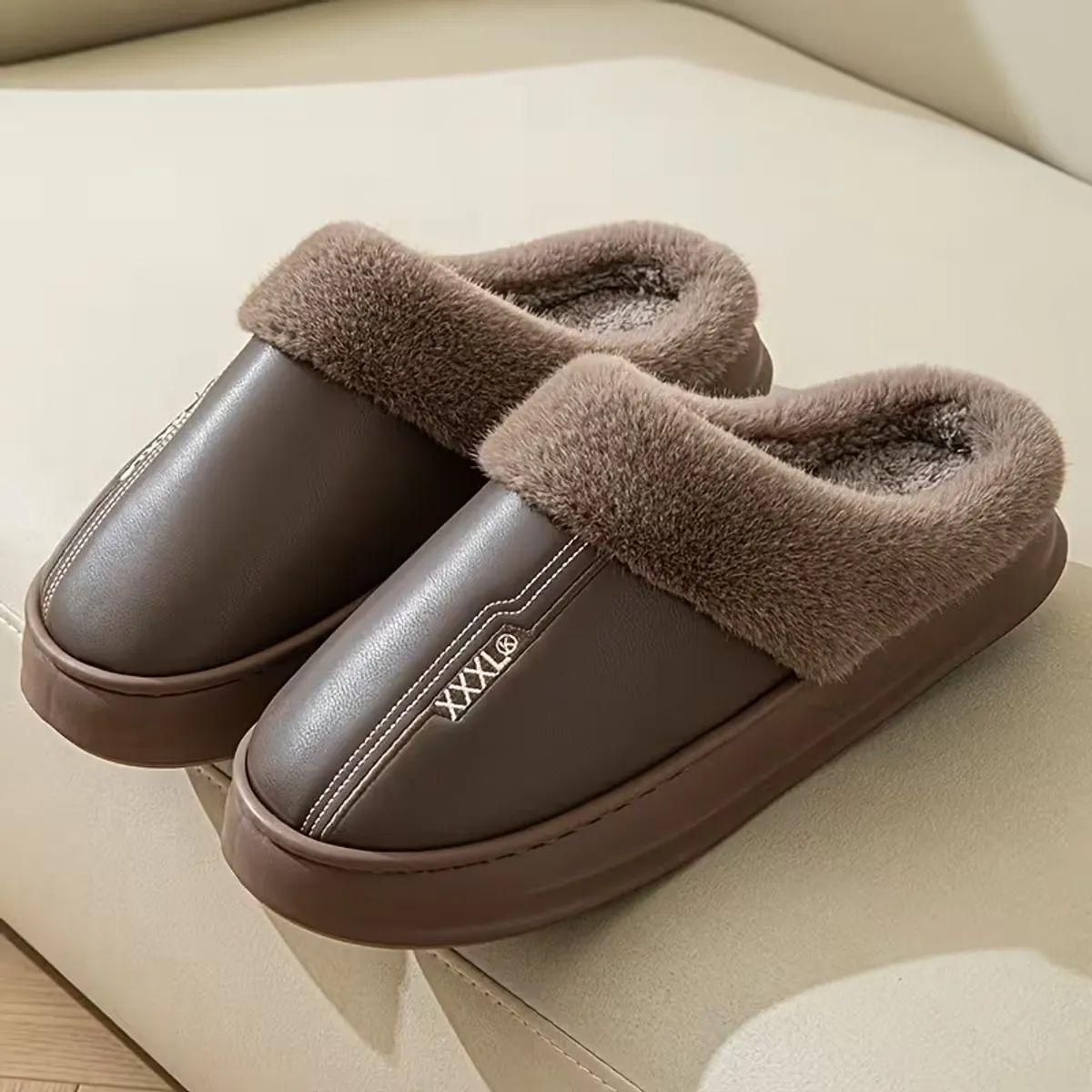GENERICO - Pantuflas de Piel Antideslizantes Hombre Cuero Sintetico