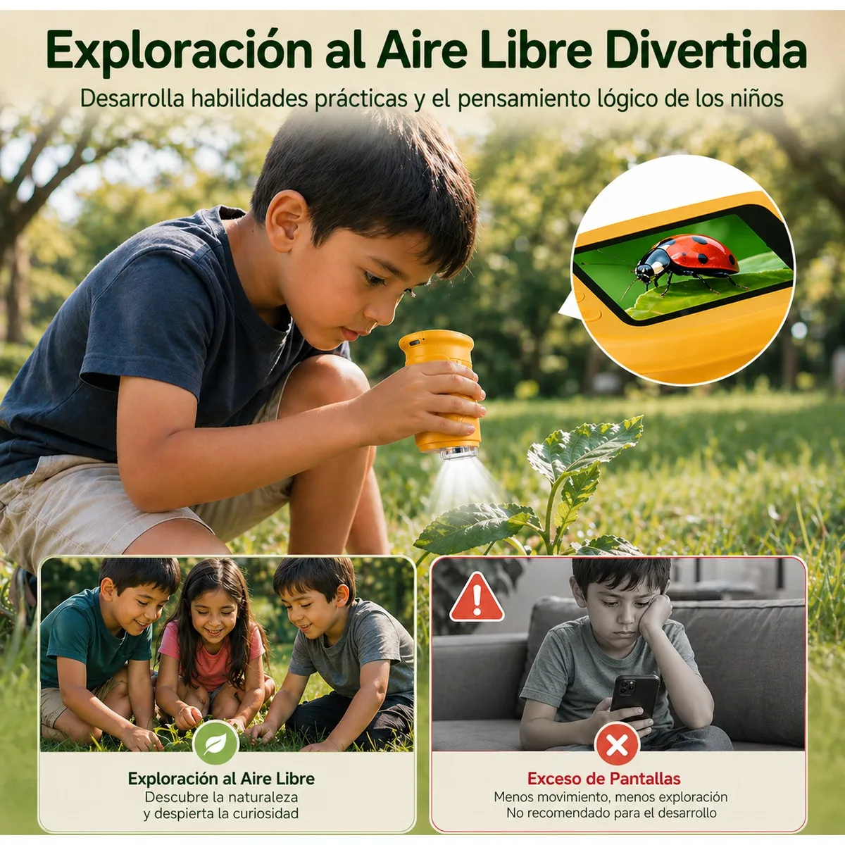 MAMBOKIDS - Microscopio Digital Infantil MamboKids 1080P Pantalla IPS 2 Pulgadas