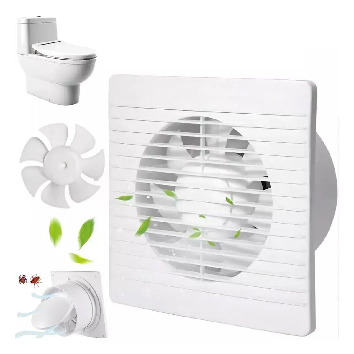 GENERICO - Extractor Ventilador Aire Silencioso Para Baño Cocina Hotel 4 Pulgadas Color Blanco
