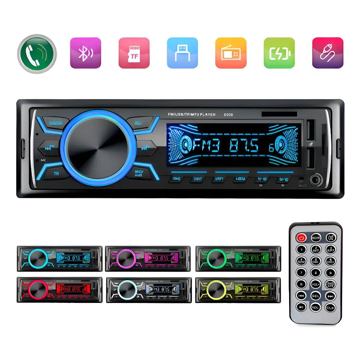 GENERICO - Auto Esteros Mp3 Bluetooth Asistente Voz Carga Rápida Pantal Genérica