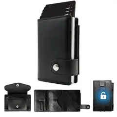 VIDITA - Billetera Hombre Tarjetero RFID PU Aluminio Antirrobo