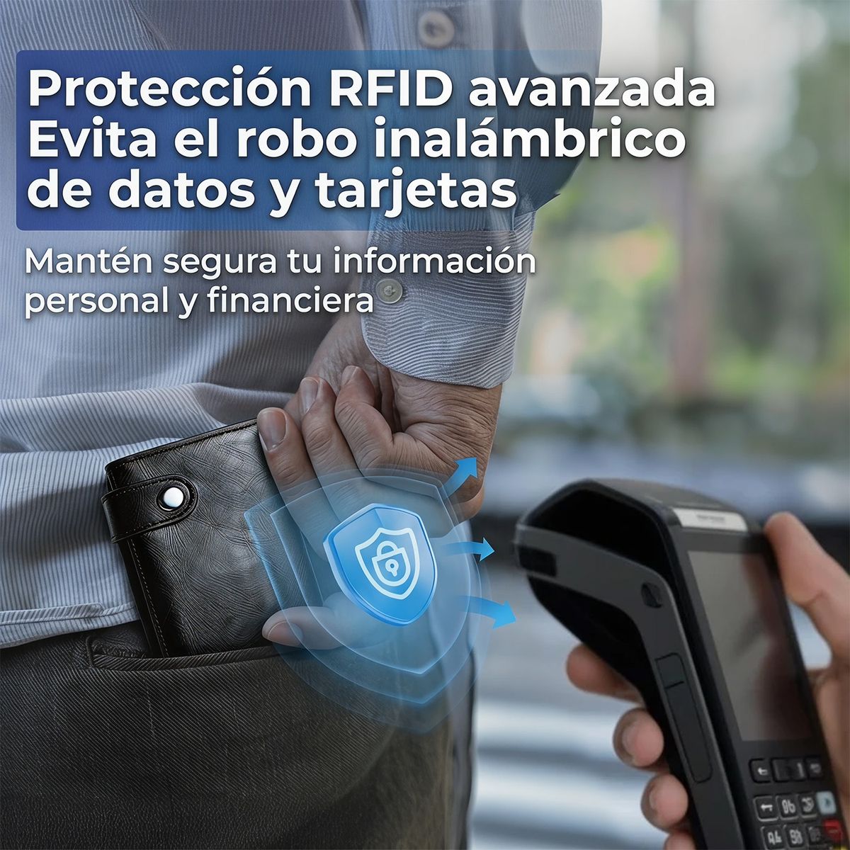 VIDITA - Billetera Tarjetero RFID Hombre PU Aluminio Antirrobo