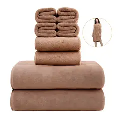 VIDITA - Juego 8 Toallas Microfibra Coral 290G Secado Rápido