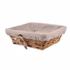 NEWTREE - Cesta De Mimbre Con Forro De Tela, 25x25x8cm