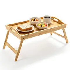 SUPERCENTER - Bandeja Desayuno Plegable De Bambú Mesa Para Servir